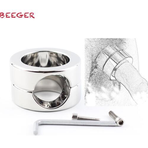 BEEGER 620g Weights The Stainless Steel Penis Trapper,Stainless Steel Ball Stretchers Cock Ring Locking Real Men CBT Sex Produc