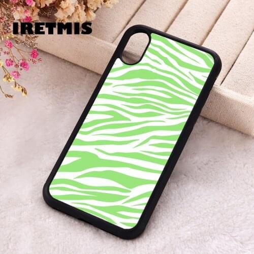 Iretmis 5 5S SE 2020 Phone Cover Case for iPhone 6 6S 7 8 Plus X Xs XR 11 12 Mini Pro Max Rubber Silicone Green Zebra