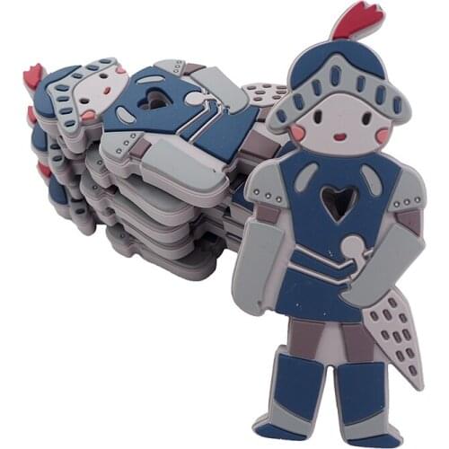 Chenkai 10PCS Silicone Warrior Soldier Teething Chewable Nursing Teething For DIY Baby Sensory Pacifier Dummy Jewelry Animal Toy