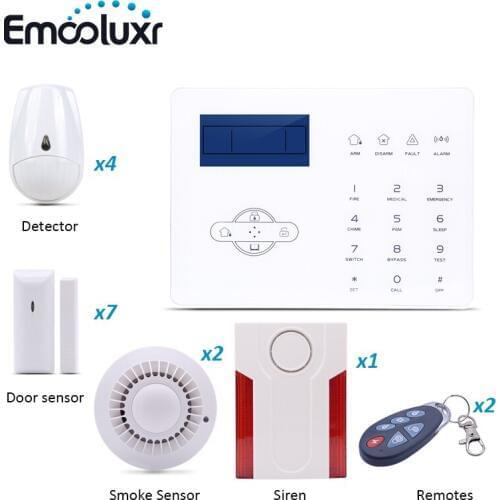 Remote Control English Voice Wireless Wired Home Security GSM PSTN Alarm System LCD Display Wireless Outdoor Siren Kit SMS Alarm