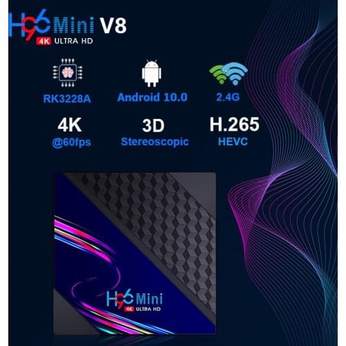 H96 MINI V8 Quad Core RK3228A 4K HD Smart TV Box Android 10.0 Double WIFI Wireless TV Set-top Box
