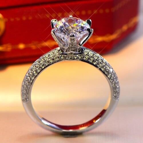 Classic 925 Sterling Silver Moissanite Ring 1ct 2ct 0.5 ct carat D color jewelry Simple style Anniversary Ring
