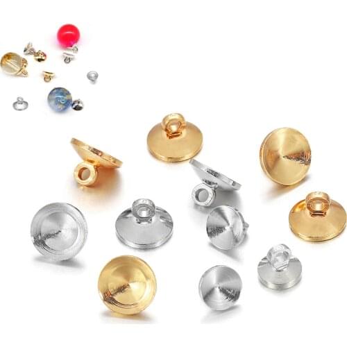 50pcs/lot Material Copper Beads End Caps Beads Pendant Connector Round Beads Pendants DIY Necklace Findings Jewelry Accessories