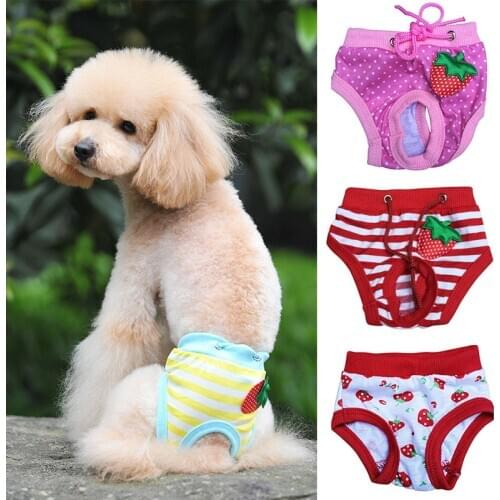 Cute Female Dog Physiological Pants Fashion Sanitary Briefs Shorts Striped Diaper Dogs Underwear Pets Daily Supplies