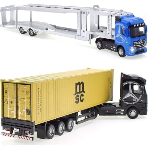 1:36 Big Size Truck Model Diecast Container Car Toy Alloy Toy Car With Sound Light Pull Back For Kids Toys Birthday Gift