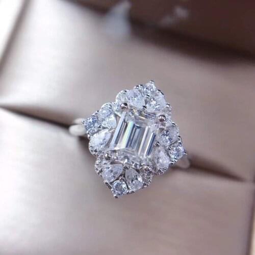 Moissanite, 1 carats Super luxury style square gem rare RING 925 silver