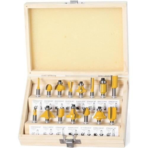 15pcs 1/4'' Router Bit Set 6.35mm Shank Trimming Straight Milling Cutter for Wood Bits Tungsten Carbide Cutting Woodworking