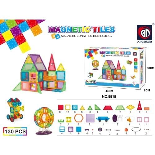 BD brand ABS plastic 106pcs/130pcs magnetic tiles 3D construction magentic building blocks magnetic tiles plastic toys