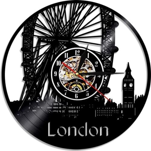 England London Cityscape Wall Clock London Skyline Vinyl Record Wall Clock Big Ben Design Hanging Watch Scenery Traveler Gift