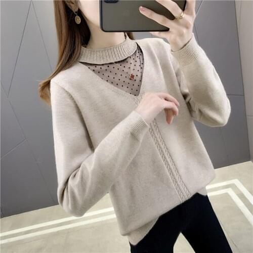 Room 194905 on the 5 row 5 】 make pure color lace stitching pullovers [1015] 50