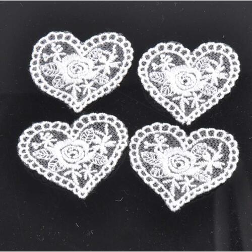 New 10Pcs Beautiful White Venice Lace Applique heart Sewing Trims Diy Wedding Handmade Craft Garment Accessories cp0991