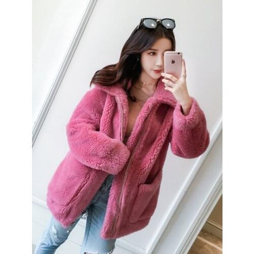 2021 new winter sheep shearing coat womens short grain wool whole lamb coat small fur young