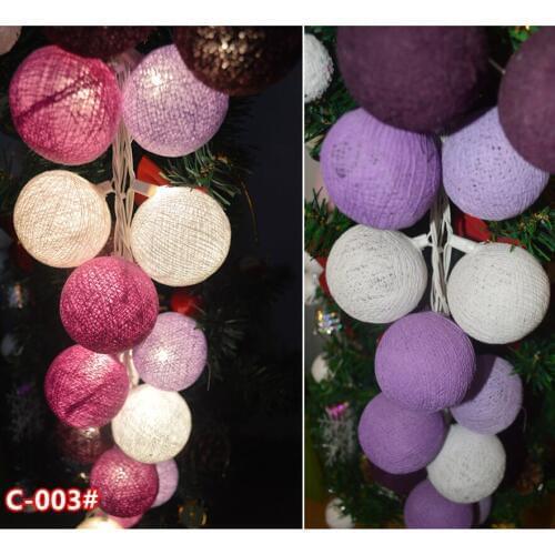 New design White,Orchid,Purple Cotton Ball String Lights Fairy lights Party, soft purple tone garland C-003