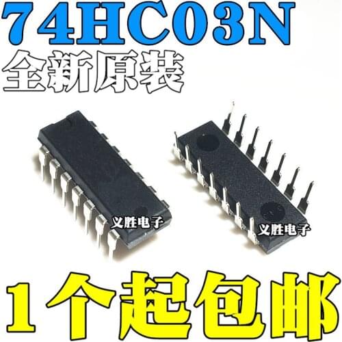 New and original 74HC03N SN74HC03N DIP14 Four two input nand gate chip DIP - 14 into four two input nand gate