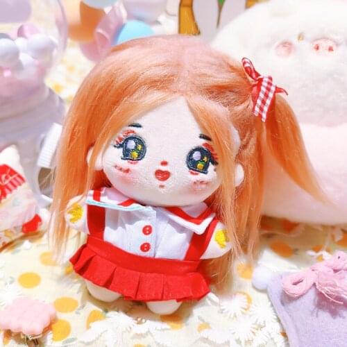 Original Ju Jingyi Sea Stars Lovely Fried Fluffy Plush Doll 10cm Red Skirt Outfit Clothes Figure Toy Bag Accessories For Kids