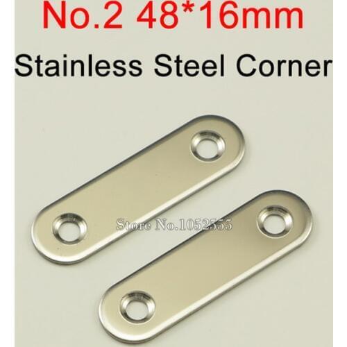 100PCS 48*16mm stainless steel Flat Brackets Straight Line Metal Plates Repair Fixing Joining furniture Connecting fittings K251