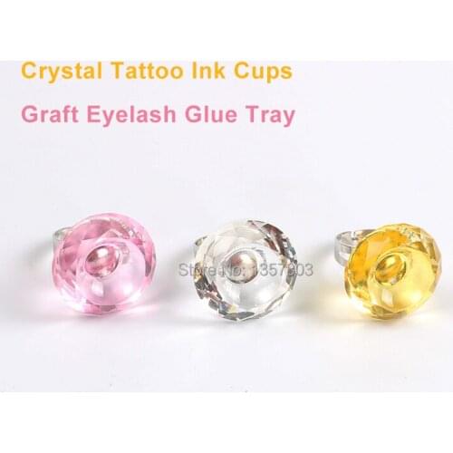Professional Tattoo Tool 1 Pc Newest Style Crystal Tattoo Ink Cups Semi Permanent Make up Eyebrow Microblading Pigment Ring Cup