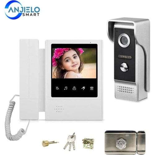 4.3 inch Wired Video Door Phone System Visual Intercom Doorbell with Electronic locks for Home Surveillance