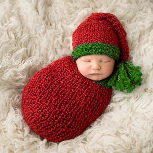 Newborn Photography Props Baby Boy Girl Knitted Sleeping Bag Hat For Take Photos Infants Costume Cotton Sleeping Bag Photo Props