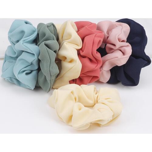 Vintage Solid Color Hair Scrunchies cotton Scrunchie For Women Hair Bands Tie Girls Ponytail Holder Hair Accessories