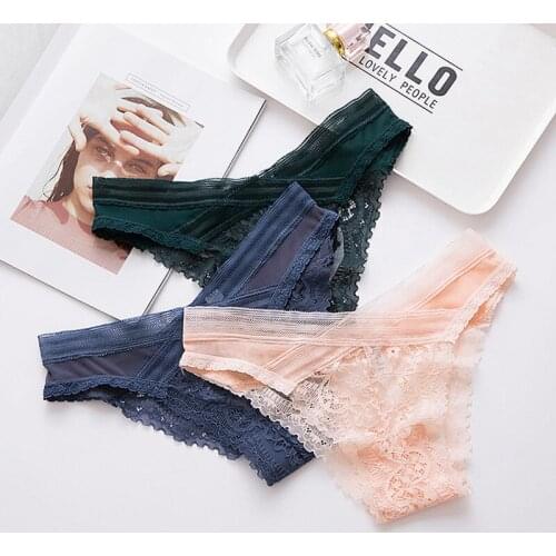 Sexy Women Panties Lace Briefs Seamless G String Girls Transparent Underwear Hollow Out Thin Thong Exotic Girls Intimates