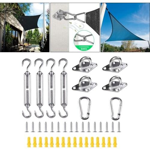 Sun Shade Sail Stainless Steel Hardware Installation Kit 6" Lawn 44pcs/set