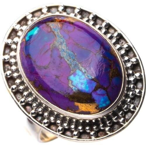 StarGems Natural Copper Turquoise Handmade 925 Sterling Silver Ring 6.25 E2587
