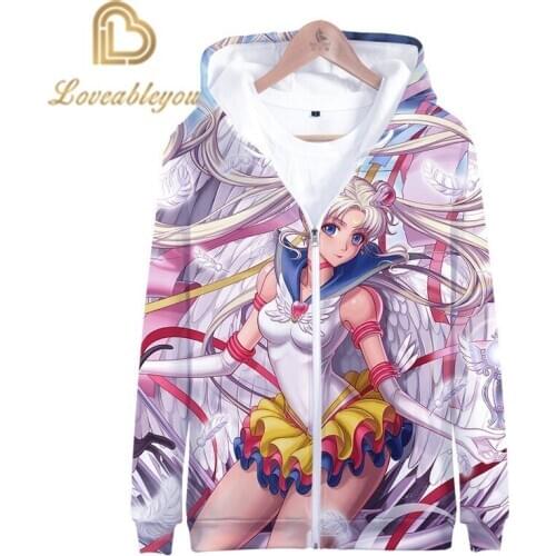 3d Anime Kawaii Cute Sailor Moon Fashion Men Women Zipper Hoodies Jackets Tops Casual Long Sleeve Children 3D Hooded Sweatshirts