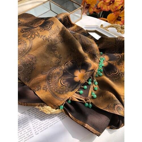 Heavy weight! 100% silk fragrant cloud yarn jade pendant silk scarf Women Shawl female extravagant long shawl jade pendant