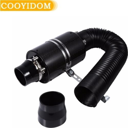 Universal Car 3 Inch Carbon Fibre Cold Air Filter Feed Enclosed Intake Induction Pipe Hose Kit Filtro Filtre COOYIDOM