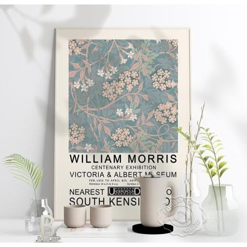 William Morris Museum Exhibition Poster Britain Vintage Floral Painting Art Prints Nordic Purple Floral Wall Home Kid Room Decor