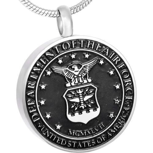 Stainless Steel Jewelry Hold Funeral Ashes US Marine Corps Badge Round Cremation Jewelry Ashes Keepsake Locket Pendant