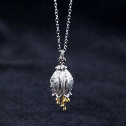 VLA 925 Sterling Silver Classic Chinese Style Flower Necklace Womens Personalized Short Style Wind Chime Neck Chain Wholesale