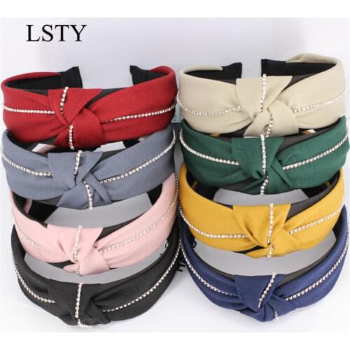 Women Hair Accessories Solid Hairband Knot British shining Style Fabric Headband Girls Headwear Spring Hair Band 2020 New