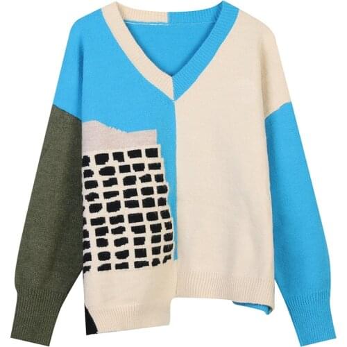 Brand Sweater Women Pullovers Loose Knit Tops Sexy V-Neck Streetwear Casual Jumper Jersey Fashion 2021 Autumn Winter Korean ins