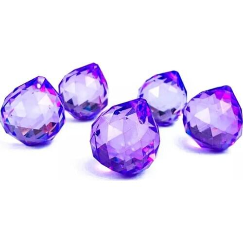 1PC 30MM Purple Crystal Prism Glass Crystal Ball Chandelier Parts Lighting Accessories Shinning Suncatcher Wedding Home Decor