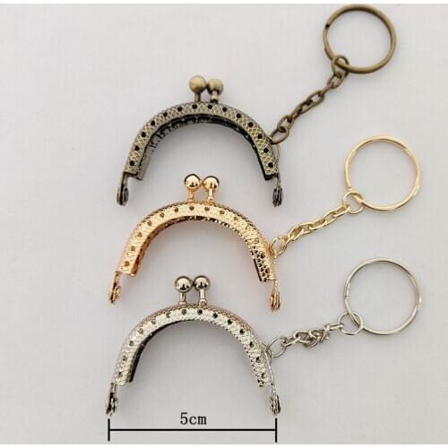 2pcs 5cm Metal Purse Frame Handle Clutch Bag Accessories DIY Kiss Clasp Lock Bronze Embossing HandBag Hardware