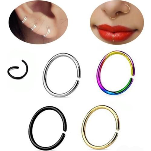 2Pcs/set Stainless Steel Nose Ring Multipurpose Hoops Ear Piercing Septum Tragus Nose Piercing Cartiliage Tragus Body Jewelry