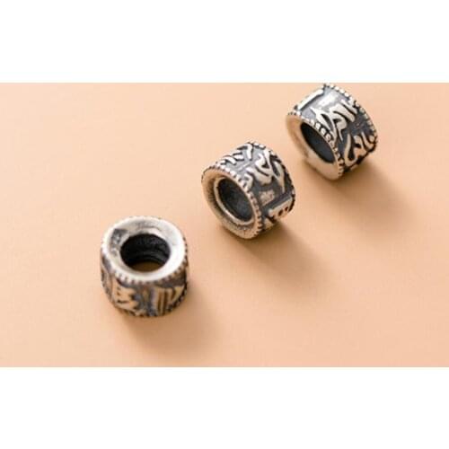 925 Sterling Om Mani Padme Hum DIY Bead Spacer Jewelry A2629