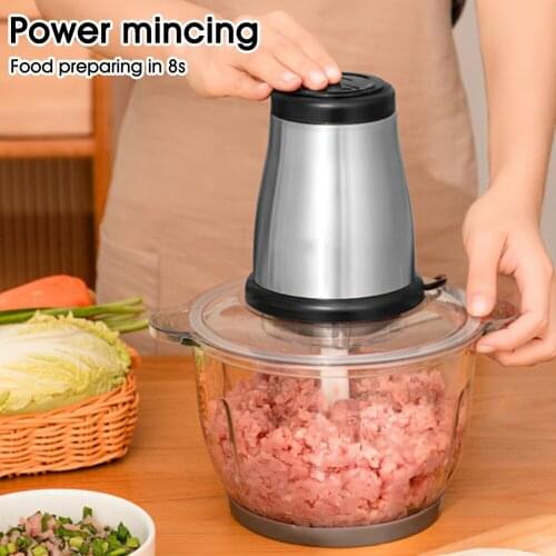 300W 2L Electric Meat Mixer blender Grinder 2Speed Stainless Steel Electric Chopper Automatic Mincing Machine Quiet Food Blender