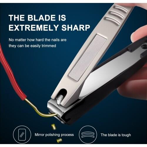 BNG TA53-S Nail Clippers Stainless Steel Black Manicure Finger nail Cutter Thick Hard Toenail Scissors tools