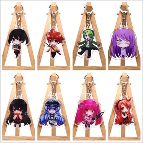 Anime Akame ga KILL Keychain Figure Tatsumi Mine Chelsea Kurome Bulat Sheele Lubbock Acrylic Bag Pendant Keyring for Gift