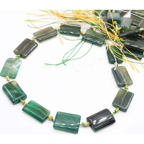 1 strands/lot Natural emerald green rectangle Agates smooth stone beads For DIY Necklace Jewelry Making Loose 15" Free Shipping