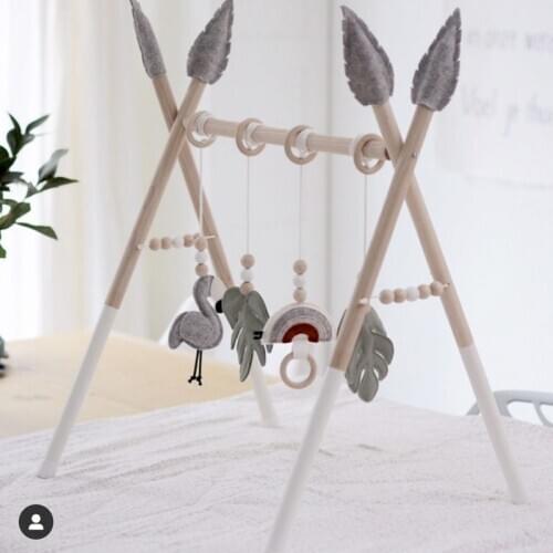 New Arrival Baby Wooden Activity Gym Play Nursery Sensory Ring-Pull Toy Fitness Frame Room Decor Clothes Rack Toys for Children