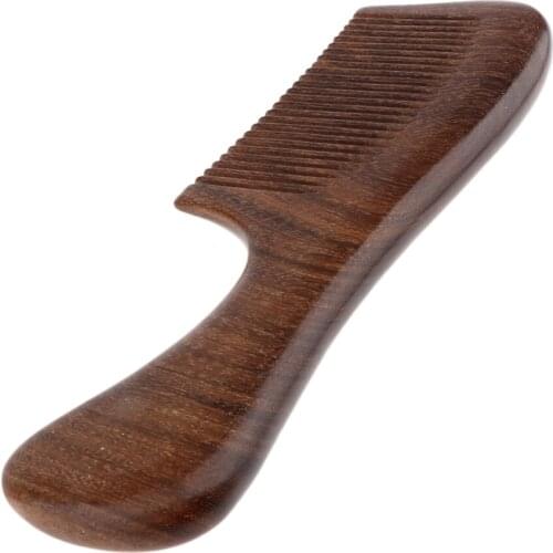 Natural Sandalwood Wooden Comb - NO SNAGS, NO , NO STATIC with Handle, Reducing Hair Breakage and Loss