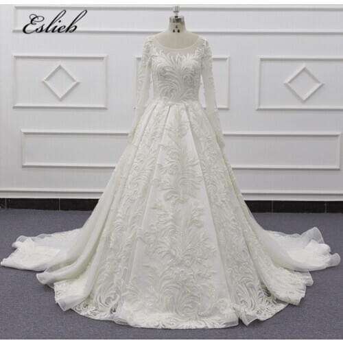 Eslieb Ball Gown Stunning real work wedding dress 2020 robe de soiree Vestido de Noiva Beads Bride Dresses