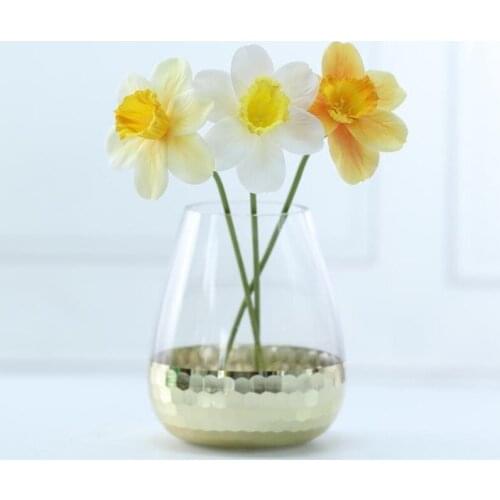 3Pcs Fake Single Stem Latex Narcissus 12.2" Length Simulation Daffodil for Wedding Home Decorative Artificial Flowers
