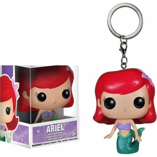 Disney Mermaid Princess Ariel Pocket Keychain Vinyl Action Figure Collectible Model Toys For Children Christmas Gift