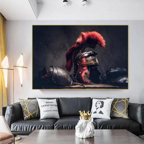 Spartan Warrior Helmet Canvas Painting Movie Picture Home Decor Painting Poster HD Prints Wall Art Modular Living Room