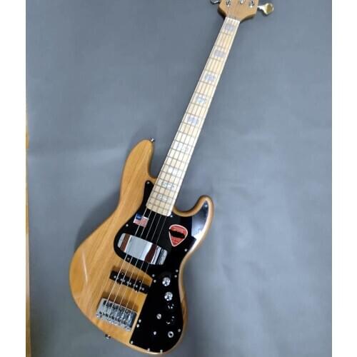 Classic custom 5 string bass electric guitar, elm natural color, perfect sound quality, free shipping